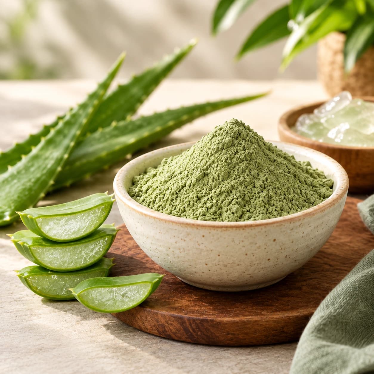 Freeze-Dried Pure Aloe Vera Gel Powder.